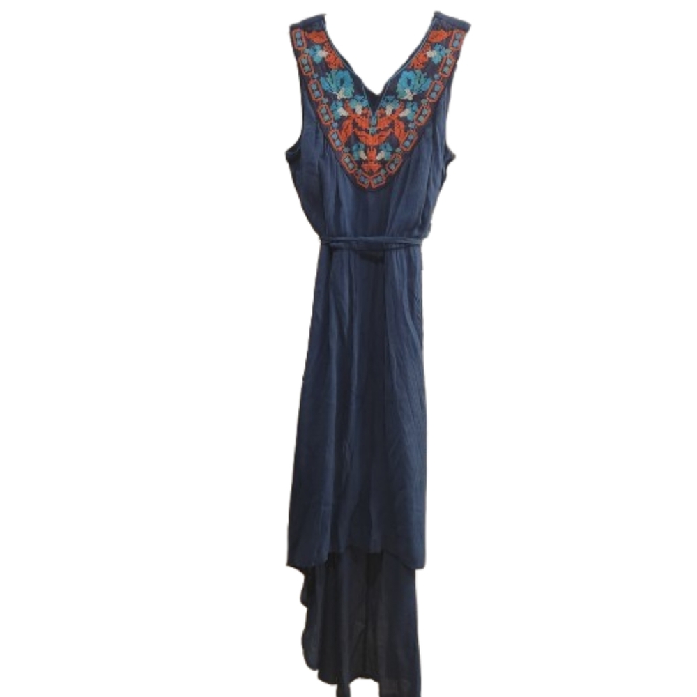 AUW Asymmetrical High-Low Blue and Red Sundress
